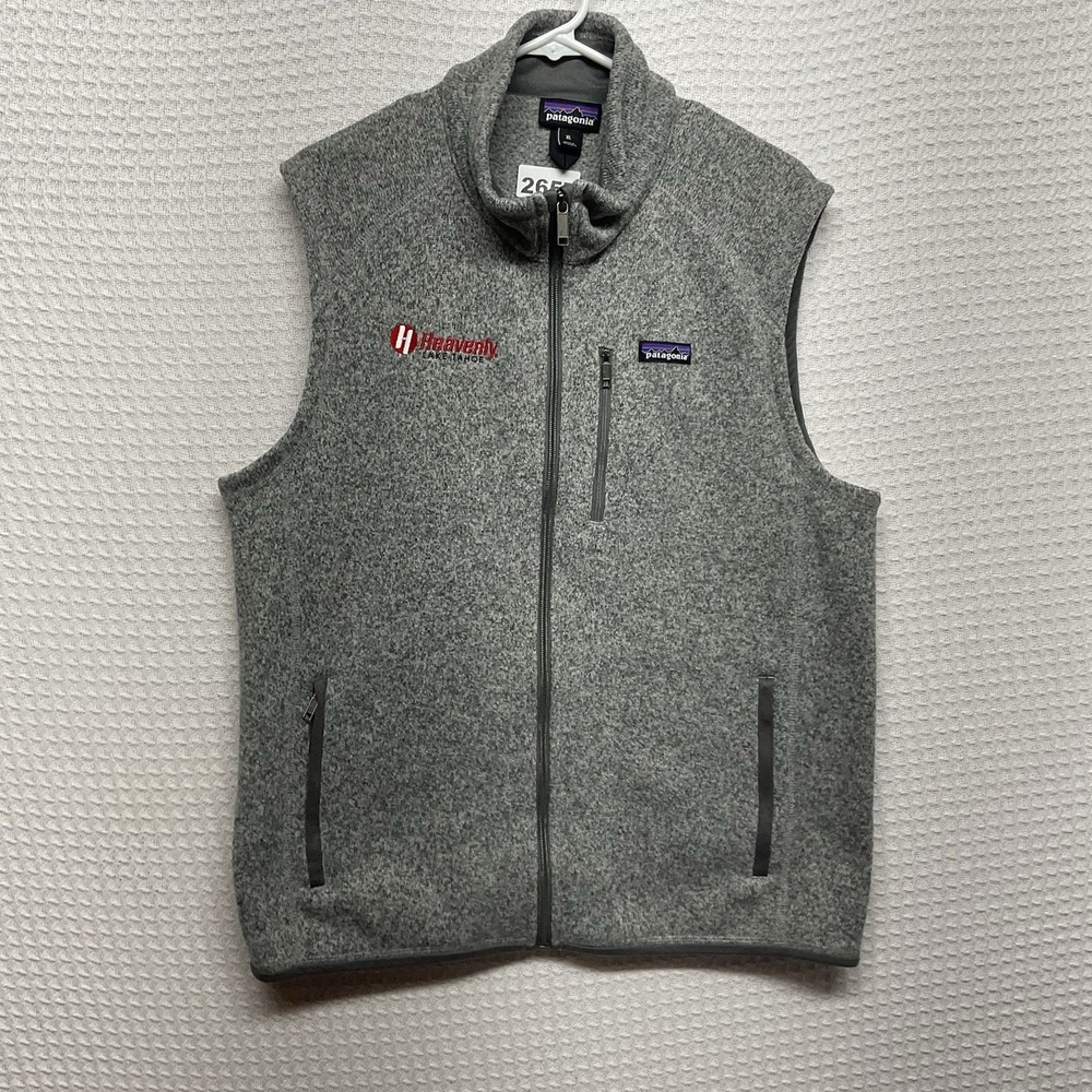 Patagonia Men's Better Sweater Fleece Vest XL Grey Birch White Custom Logo